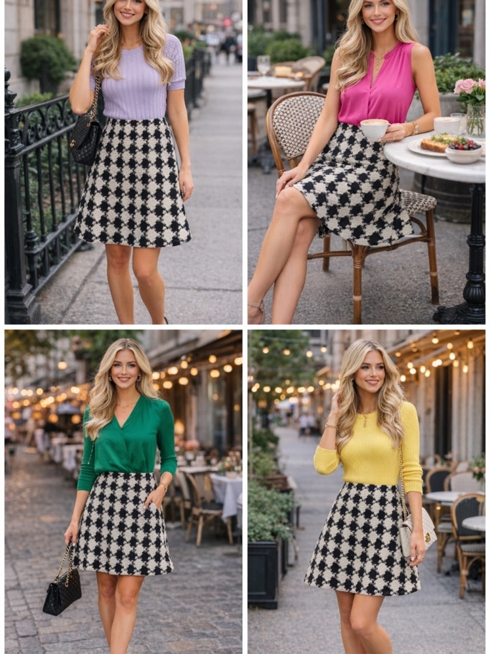 Free people Black & White Houndstooth A-Line Skirt